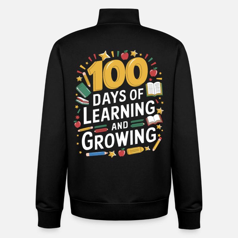 100 jours d’apprentissage et de croissance - Sweat zippé unisexe en coton bio Stanley/Stella - noir