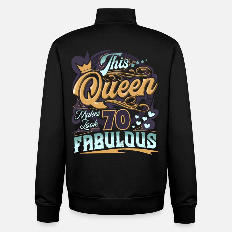 Reine du 70e anniversaire - Sweat zippé unisexe en coton bio Stanley/Stella - noir