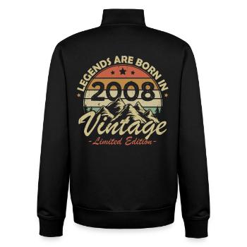 Vintage 2008 Jahrgang Retro Geburtstagsgeschenk - Unisex Organic Zip Sweatshirt von Stanley/Stella - Schwarz - Hinten - AI Model Male 185 light (185cm)