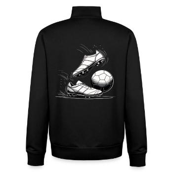 Black and White Football Sketch - Unisex Organic Zip Sweatshirt by Stanley/Stella - black - Back - AI Model Male 185 light (185cm)