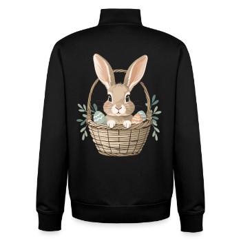 Joyeux lapin de Pâques dans le panier - Sweat zippé unisexe en coton bio Stanley/Stella - noir - Dos - AI Model Male 185 light (185cm)