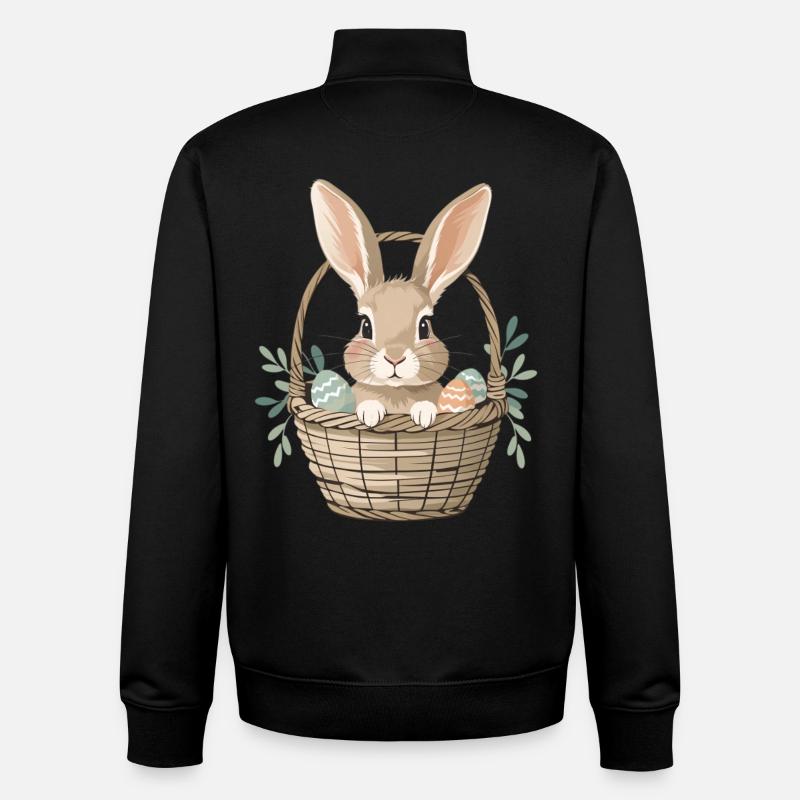 Fröhlicher Osterhase im Korb - Unisex Organic Zip Sweatshirt von Stanley/Stella - Schwarz