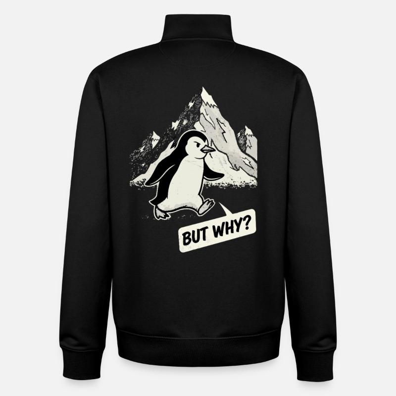 But Why Penguin - Unisex Organic Zip Sweatshirt by Stanley/Stella - black