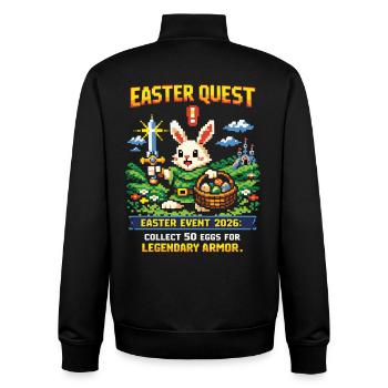 Easter Quest Pixelhase und Lootkorb - Unisex Organic Zip Sweatshirt von Stanley/Stella - Schwarz - Hinten - AI Model Male 185 light (185cm)