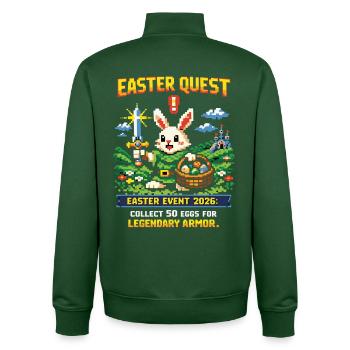 Easter Quest Pixel Bunny and Loot Basket - Unisex Organic Zip Sweatshirt by Stanley/Stella - bottle green - Back - AI Model Male 185 dark (185cm)