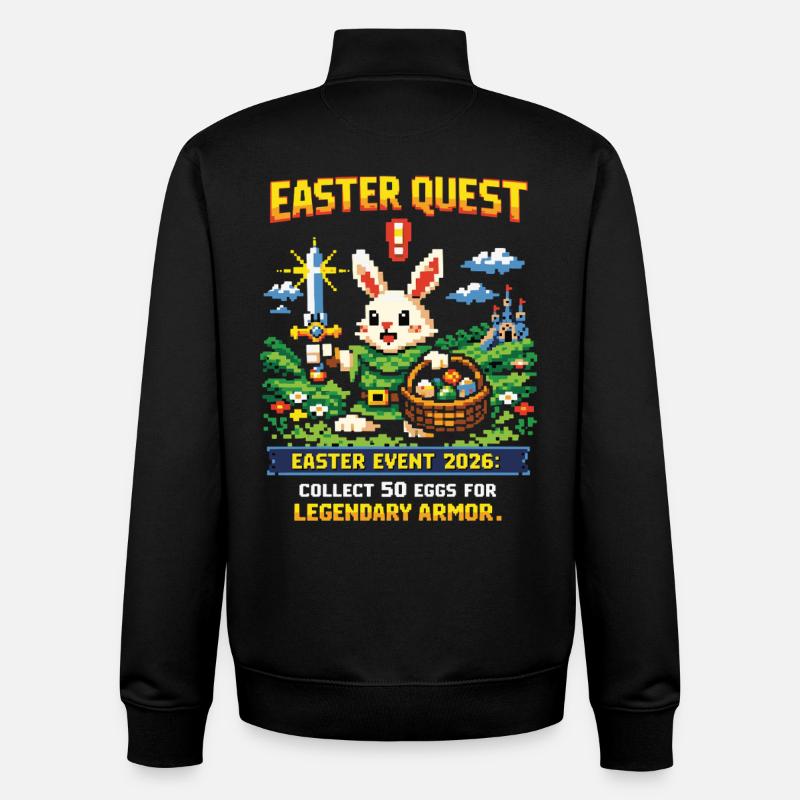Easter Quest Pixelhase und Lootkorb - Unisex Organic Zip Sweatshirt von Stanley/Stella - Schwarz