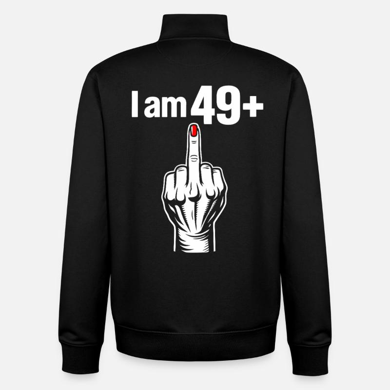 J’ai 49+ - Sweat zippé unisexe en coton bio Stanley/Stella - noir
