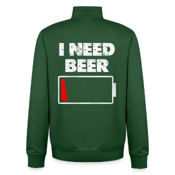 J’ai besoin de bière – Batterie vide - Sweat zippé unisexe en coton bio Stanley/Stella - vert bouteille - Dos - AI Model Male 185 dark (185cm)