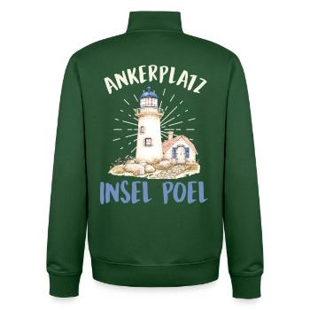 Segler ANKERPLATZ INSEL POEL Lustiges - Unisex Organic Zip Sweatshirt von Stanley/Stella - Flaschengrün - Hinten - AI Model Male 185 dark (185cm)