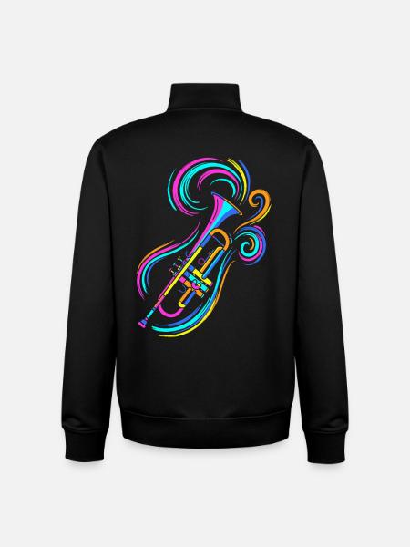 Trompette - Sweat zippé unisexe en coton bio Stanley/Stella - noir