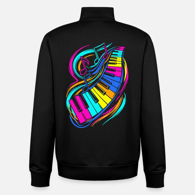 Clavier de piano - Sweat zippé unisexe en coton bio Stanley/Stella - noir