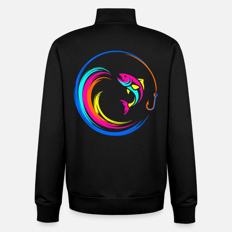 Fish Fish Hook - Unisex Organic Zip Sweatshirt by Stanley/Stella - black