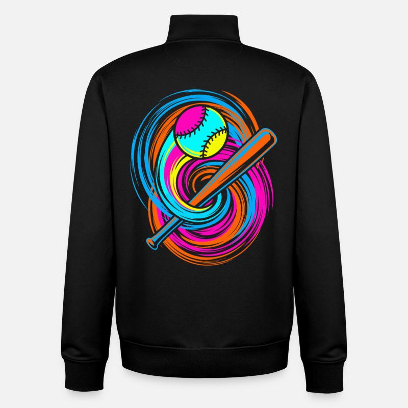 Batte de baseball et balle - Sweat zippé unisexe en coton bio Stanley/Stella - noir