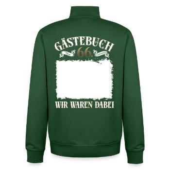 66th Birthday Guestbook Shirt We Were There - Unisex Organic Zip Sweatshirt by Stanley/Stella - bottle green - Back - AI Model Male 185 dark (185cm)