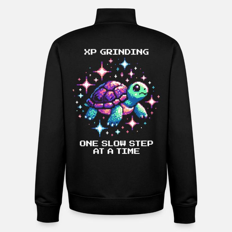 XP grinden | Schildkröte - Unisex Organic Zip Sweatshirt von Stanley/Stella - Schwarz