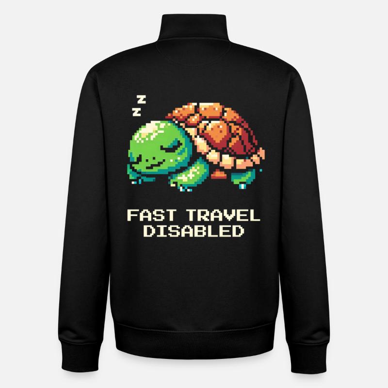 Fast Travel Disabled | Turtle - Unisex Organic Zip Sweatshirt by Stanley/Stella - black