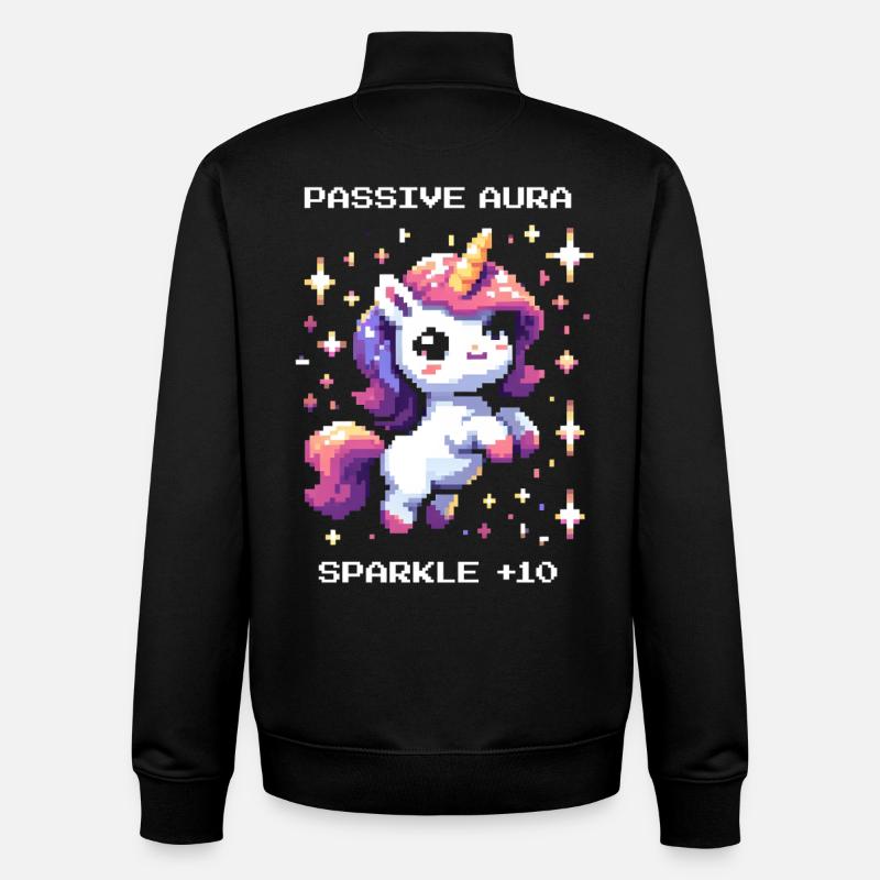 Aura passive active | Bonus Paillettes - Sweat zippé unisexe en coton bio Stanley/Stella - noir