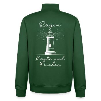 Island RÜGEN COAST AND PEACE Lighthouse Fun - Sweat zippé unisexe en coton bio Stanley/Stella - vert bouteille - Dos - AI Model Male 185 dark (185cm)