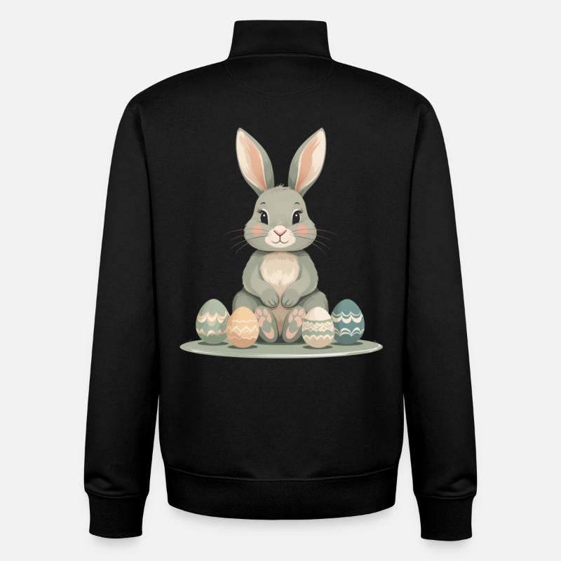 Œufs de Pâques Pastel Bunny - Sweat zippé unisexe en coton bio Stanley/Stella - noir
