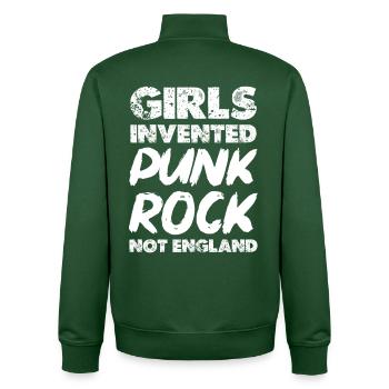 Girls Invented Punk Rock - Unisex Organic Zip Sweatshirt by Stanley/Stella - bottle green - Back - AI Model Male 185 dark (185cm)