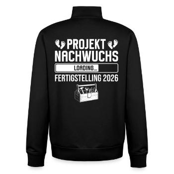 Projekt Nachwuchs 2026 Handwerker Papa - Unisex Organic Zip Sweatshirt von Stanley/Stella - Schwarz - Hinten - AI Model Male 185 light (185cm)