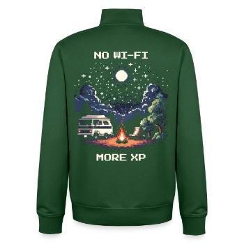 No Wi-Fi, more XP | Van Life Freedom - Unisex Organic Zip Sweatshirt by Stanley/Stella - bottle green - Back - AI Model Male 185 dark (185cm)