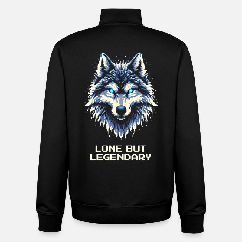 Lonely but legendary | Lone Wolf - Unisex Organic Zip Sweatshirt by Stanley/Stella - black