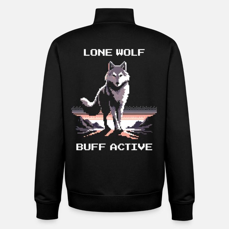 Loup Solitaire actif | Puissance du loup - Sweat zippé unisexe en coton bio Stanley/Stella - noir