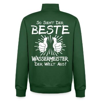 Bester Wassermeister - Unisex Organic Zip Sweatshirt von Stanley/Stella - Flaschengrün - Hinten - AI Model Male 185 dark (185cm)