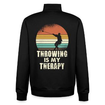 Throwing Therapy Retro Sunset - Unisex Organic Zip Sweatshirt von Stanley/Stella - Schwarz - Hinten - AI Model Male 185 light (185cm)