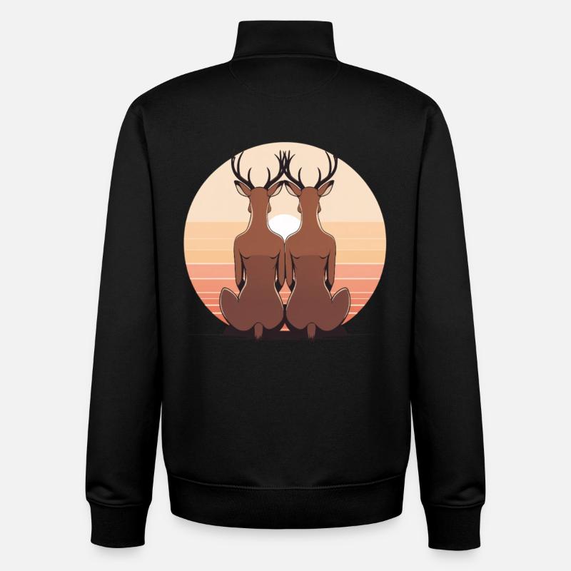 Zwei Hirsche im Abendkreis - Unisex Organic Zip Sweatshirt von Stanley/Stella - Schwarz
