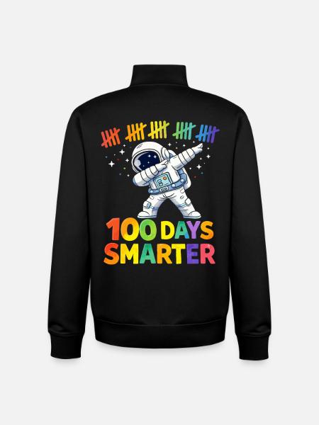 Astronaut 100 days smarter - Unisex Organic Zip Sweatshirt by Stanley/Stella - black