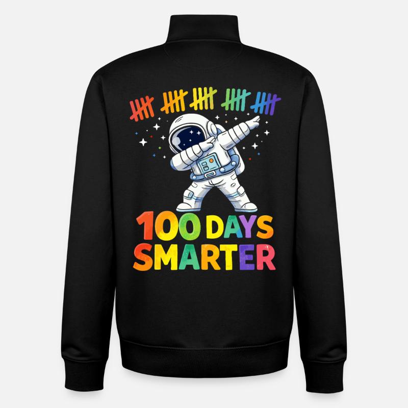 Astronaut 100 days smarter - Unisex Organic Zip Sweatshirt by Stanley/Stella - black