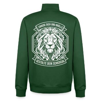 Löwen-Circuitlogo Gestalte Dein Schicksal - Unisex Organic Zip Sweatshirt von Stanley/Stella - Flaschengrün - Hinten - AI Model Male 185 dark (185cm)