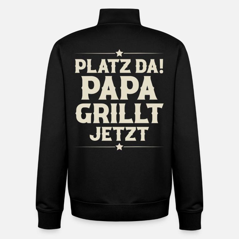 Dad Father Grilling - Unisex Organic Zip Sweatshirt by Stanley/Stella - black
