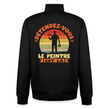 Relax the painter is there Artisan humor - Unisex Organic Zip Sweatshirt by Stanley/Stella - black - Back - AI Model Male 185 light (185cm)