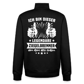 Légende du Brûleur de Briques - Sweat zippé unisexe en coton bio Stanley/Stella - noir - Dos - AI Model Male 185 light (185cm)