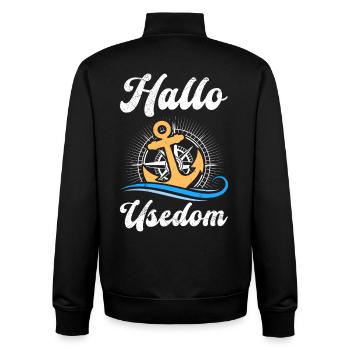 Vacances à Usedom en mer Baltique BONJOUR USEDOM Drôle - Sweat zippé unisexe en coton bio Stanley/Stella - noir - Dos - AI Model Male 185 light (185cm)