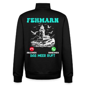 FEHMARN THE SEA IS CALLING Baltic Sea Holidays Funny - Unisex Organic Zip Sweatshirt by Stanley/Stella - black - Back - AI Model Male 185 light (185cm)