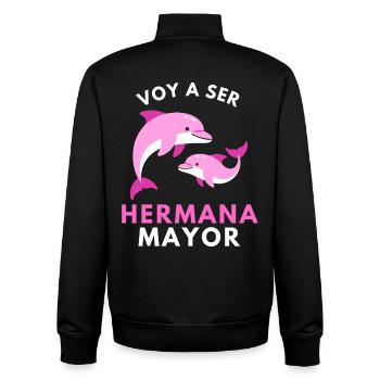 Ich werde eine große Schwester - Unisex Organic Zip Sweatshirt von Stanley/Stella - Schwarz - Hinten - AI Model Male 185 light (185cm)