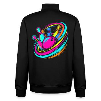 Bowlingkugel und Pins Strike - Unisex Organic Zip Sweatshirt von Stanley/Stella - Schwarz - Hinten - AI Model Male 185 light (185cm)