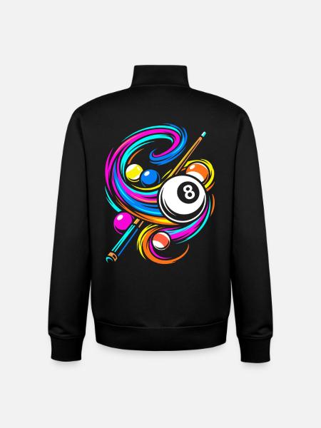 Boules de billard et queue - Sweat zippé unisexe en coton bio Stanley/Stella - noir