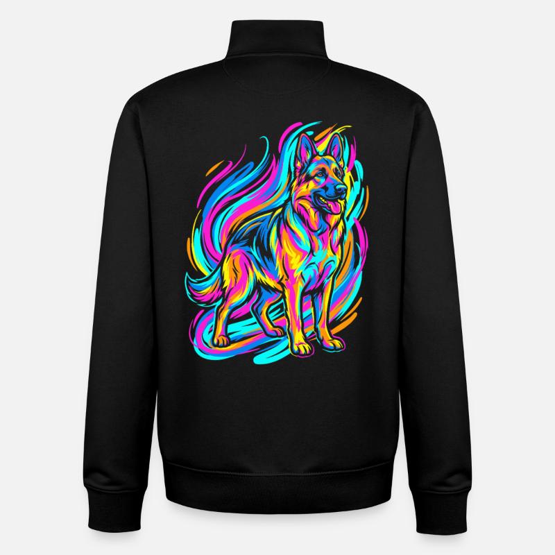 Bunter Schäferhund - Unisex Organic Zip Sweatshirt von Stanley/Stella - Schwarz