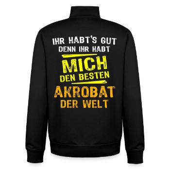 Don d’Acrobate - Sweat zippé unisexe en coton bio Stanley/Stella - noir - Dos - AI Model Male 185 light (185cm)