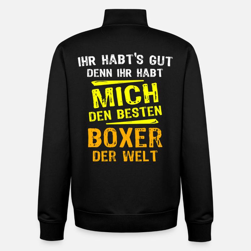 Cadeau Boxer - Sweat zippé unisexe en coton bio Stanley/Stella - noir