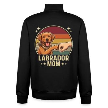 Retro Labrador Mom Foxred Paw Clash - Unisex Organic Zip Sweatshirt by Stanley/Stella - black - Back - AI Model Male 185 light (185cm)