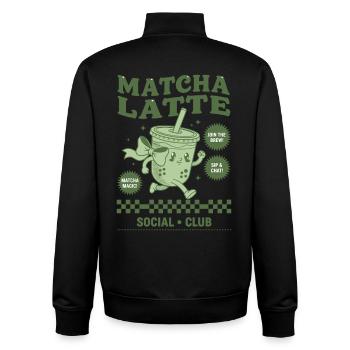 Matcha Latte Social Club Lustiger Grüner Matcha-Tee - Unisex Organic Zip Sweatshirt von Stanley/Stella - Schwarz - Hinten - AI Model Male 185 light (185cm)