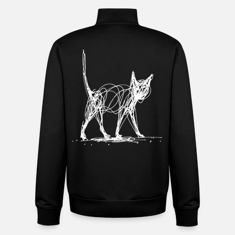 Minimalistisch, Gezeichnete Katze, Minimalismus - Unisex Organic Zip Sweatshirt von Stanley/Stella - Schwarz