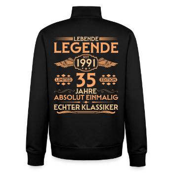 Absolut Einmalig Jahrgang 1991 35. Geburtstag - Unisex Organic Zip Sweatshirt von Stanley/Stella - Schwarz - Hinten - AI Model Male 185 light (185cm)