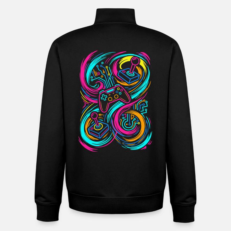 Spillkontroller - Unisex genser med glidelås i økologisk bomull Stanley/Stella - svart